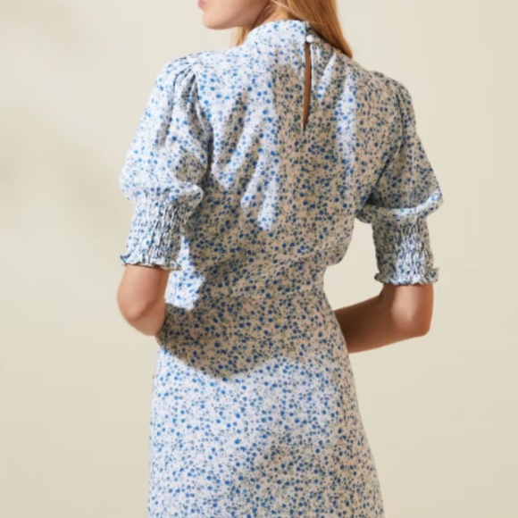 Marks And Spencer X Ghost Ditsy Floral Puff Sleeve Midi Tea Dress UK14/US10 - Picture 2 of 14